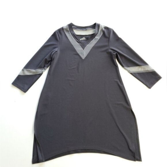 Sympli Charcoal Grey Tunic with Mesh Accents - Picture 4 of 8